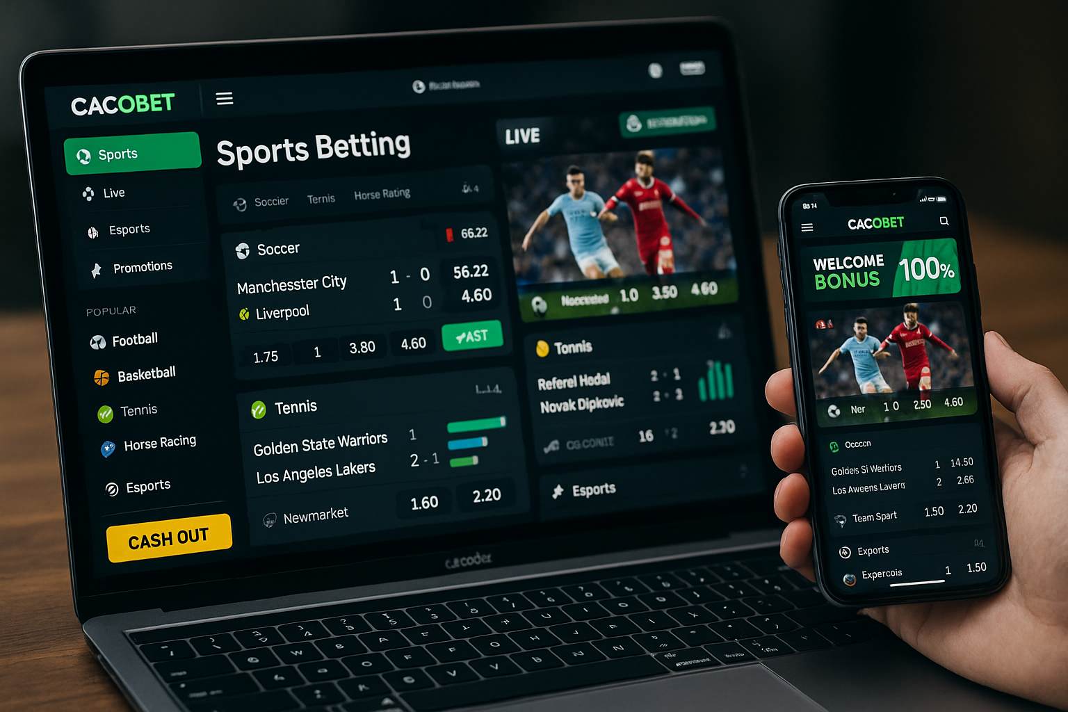 Apostas esportivas no cassino online CACOBET